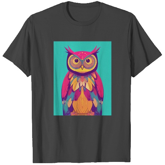 Colorful Boho Owl Portrait Vibrant Illustration T Shirts