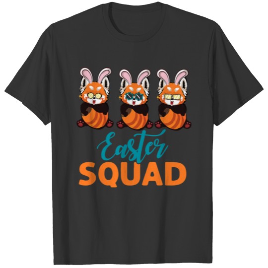 Easter Squad Red Panda With Bunny Ears T Shirts