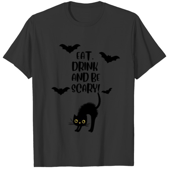 Black Halloween Cat T Shirts
