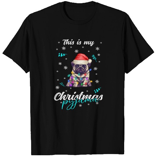 Winter Christmas Pyjama Pug T Shirts