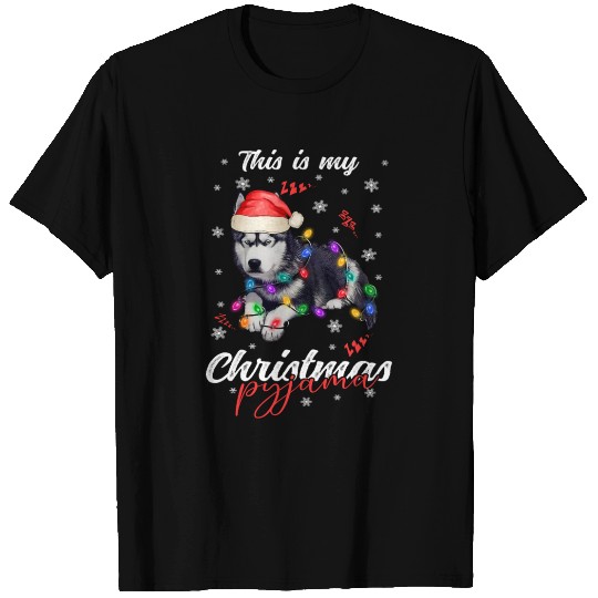 Winter Christmas Pyjama Husky T Shirts