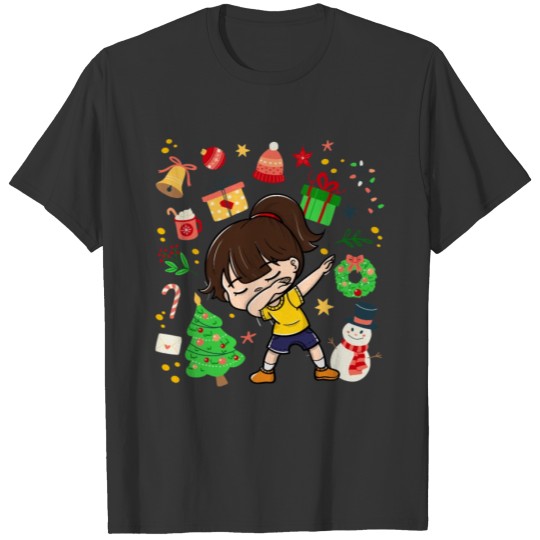 Dabbing Girl Kid Christmas Tree Decoration Xmas T Shirts