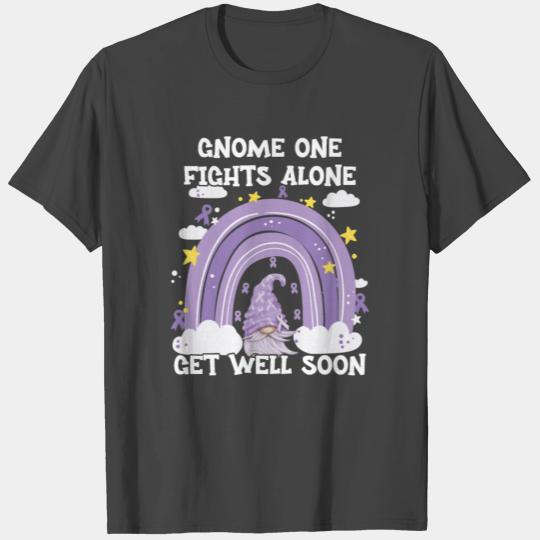 Gnome One Fights Alone Lavender Cancer T Shirts