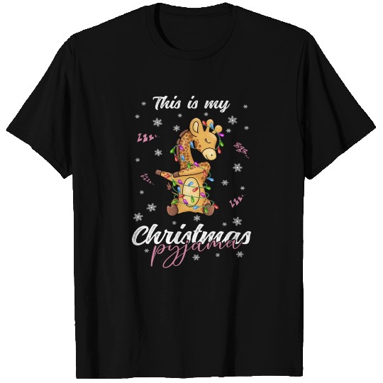 Winter Christmas Pyjama Giraffe T Shirts