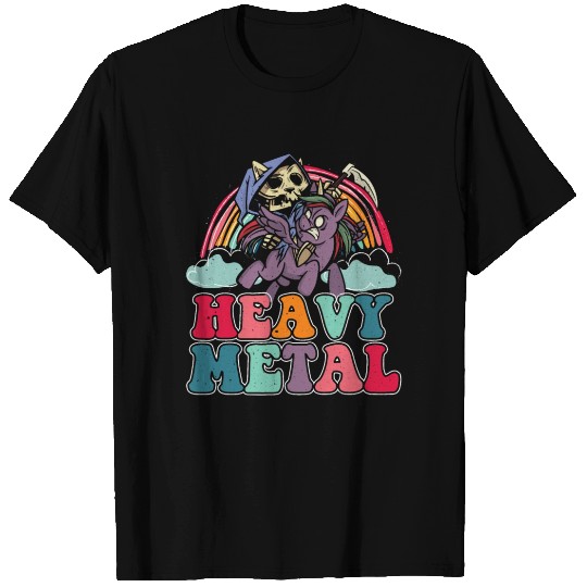 Heavy Grim Unicorn Rainbow Metal Music Lover Rock T Shirts