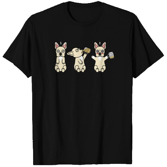 Cream French Bulldog Beer Lover T Shirts
