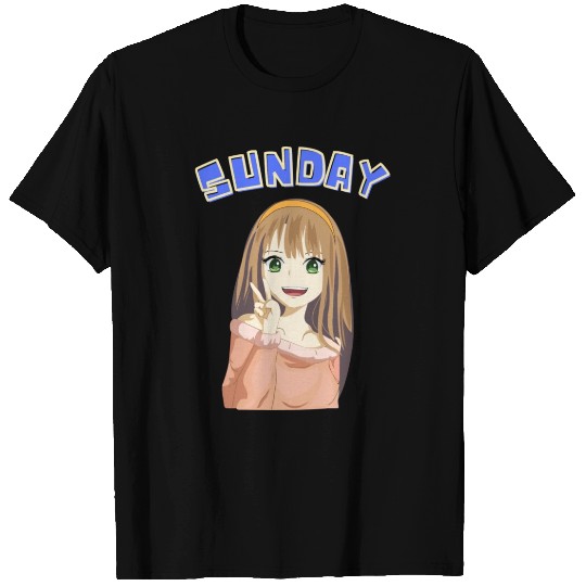Cute Anime Girl Peace Sunday Days of the Week T Shirts