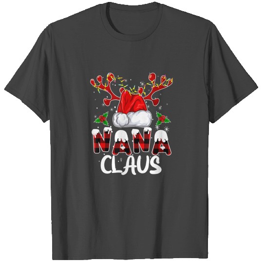 Nana Claus Buffalo Plaid Christmas Pajama Family T Shirts