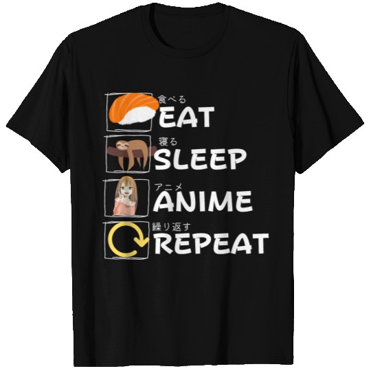 Eat Sleep Anime Repeat T Shirts, Anime Manga