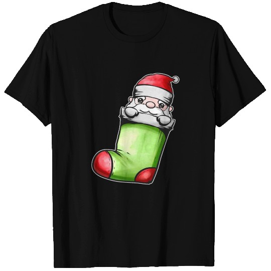 Cute Kawaii Santa In Sock On Chimney Fireplace T Shirts