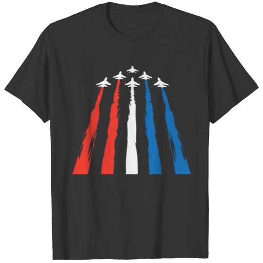 Jet Airplane Trails Patriotic 4th of July Pilot T Shirts