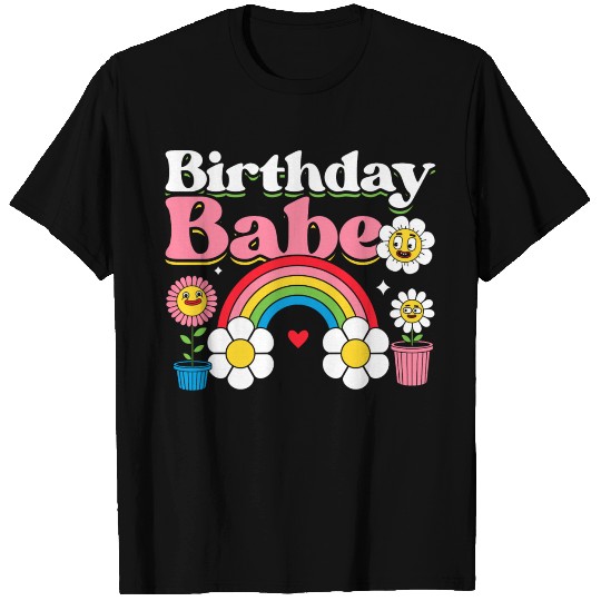 Pastel Daisy Rainbow Birthday Girl T Shirts