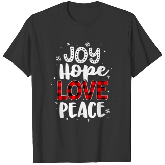 Joy Hope Love Peace Red Buffalo Plaid Christmas T Shirts