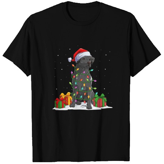 Black Lab Labrador Christmas Lights Pajama Dog T Shirts