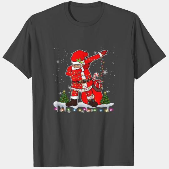Dabbing Santa Christmas Tree Lights Xmas Gifts Boy T Shirts