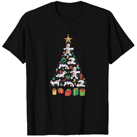 Xmas Cow Christmas Tree Yoga Cow T Shirts