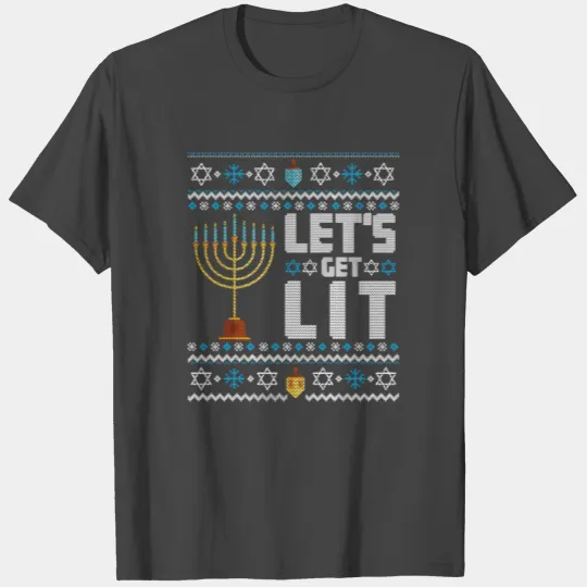 Lets Get Lit Hanukkah T Shirts