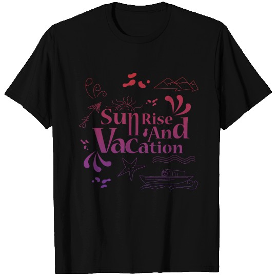 Sunrise and vacation doodle art T Shirts