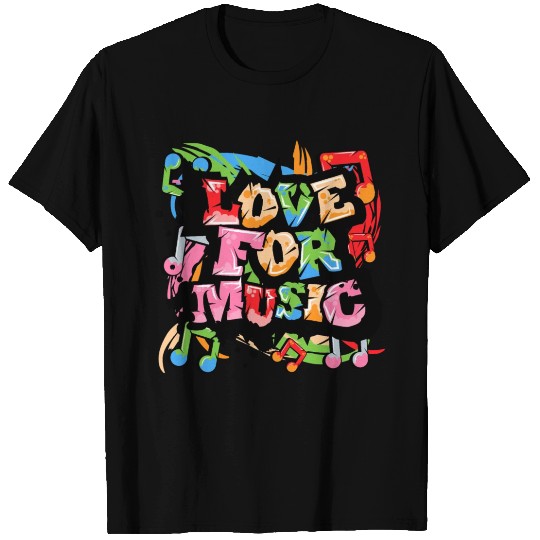 Love for music text art - Graffiti grunge style T Shirts