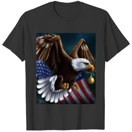 Patriotic Christmas Sea Eagle With US Flag And T Shirts