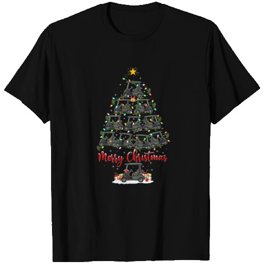 Golf Cart Lover Xmas Lighting Santa Golf Cart T Shirts