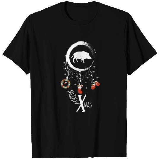 Winter dreamcatcher Christmas Wild boar T Shirts