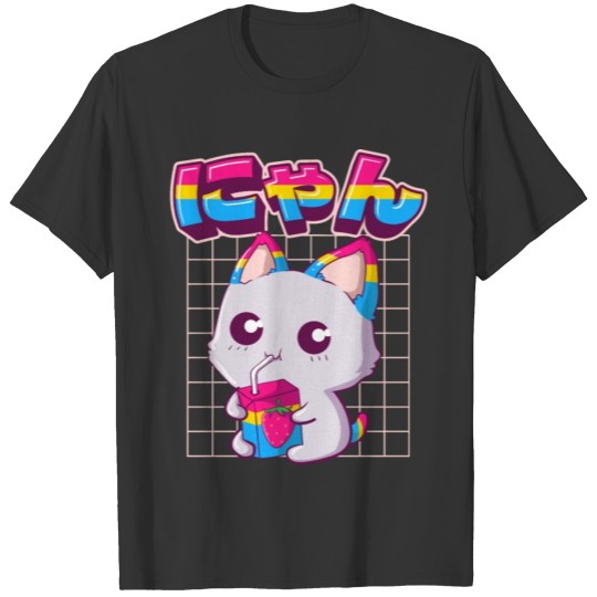 Pansexual Pride Kawaii Cat Strawberry Milk Pansexu T Shirts