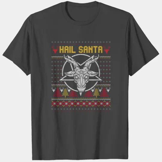 Hail Santa Ugly Christmas Devil Horns T Shirts