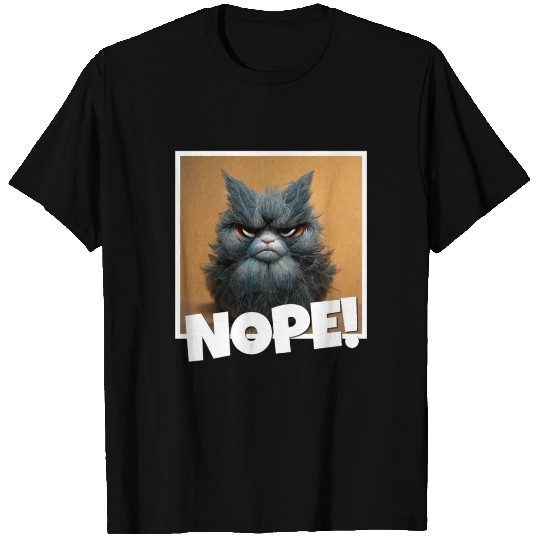 3d cat grumpy Coffee I hate people good morning T Shirts