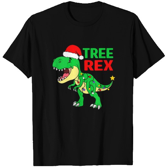 Funny Christmas Dinosaur Kids Christmas Tree Light T Shirts