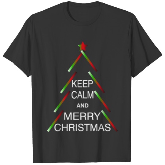 Keep Calm And Merry Christmas Tree White Word T Shirts
