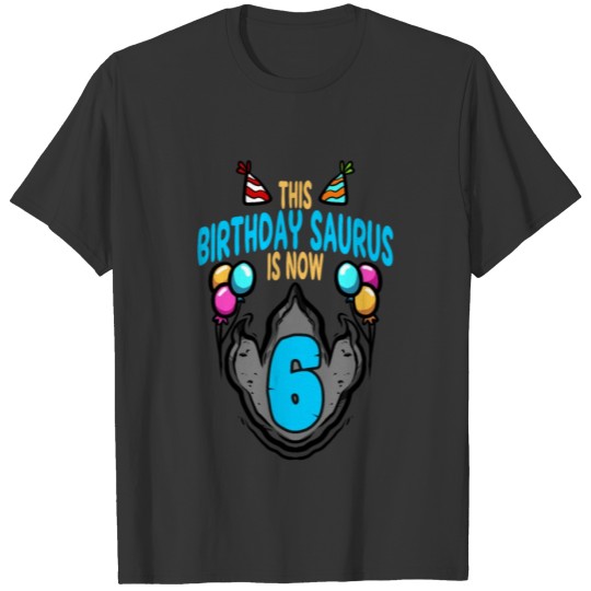 This Saurus Is 6 Dinosaur Footprint Birthday T Shirts