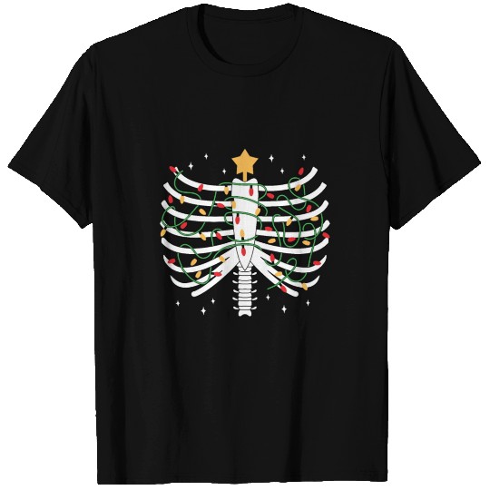 Christmas Festive Ribcage Skeleton T Shirts