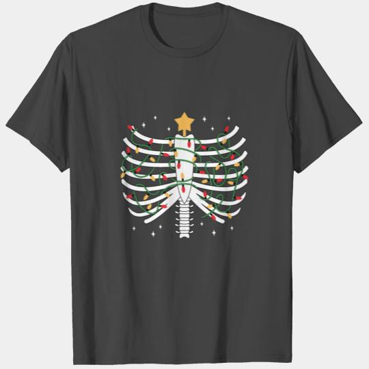 Christmas Festive Ribcage Skeleton T Shirts