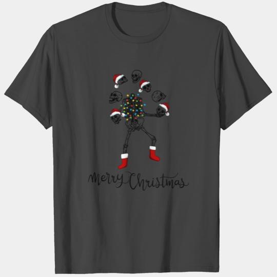Merry Christmas Skeleton Playing Christmas ugly T Shirts
