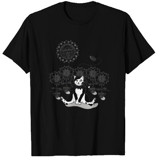 Sunflower Kitty B&W T Shirts