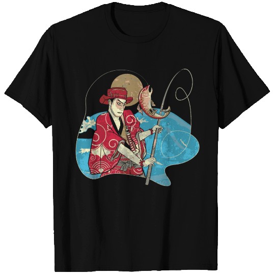 Fisherman Japanese Samurai Warrior Armor Sword Fig T Shirts