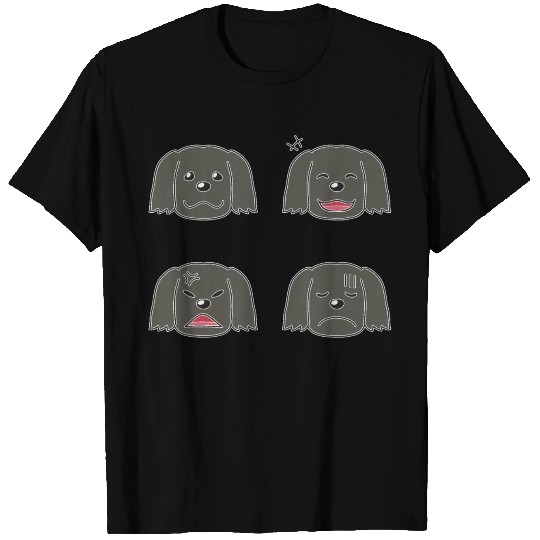 Funny Black Dog Cartoon Faces T Shirts