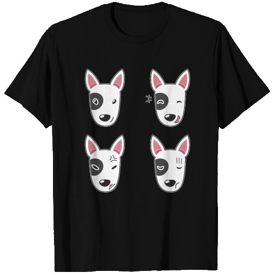 Funny Bull Terrier Dog Cartoon Faces T Shirts