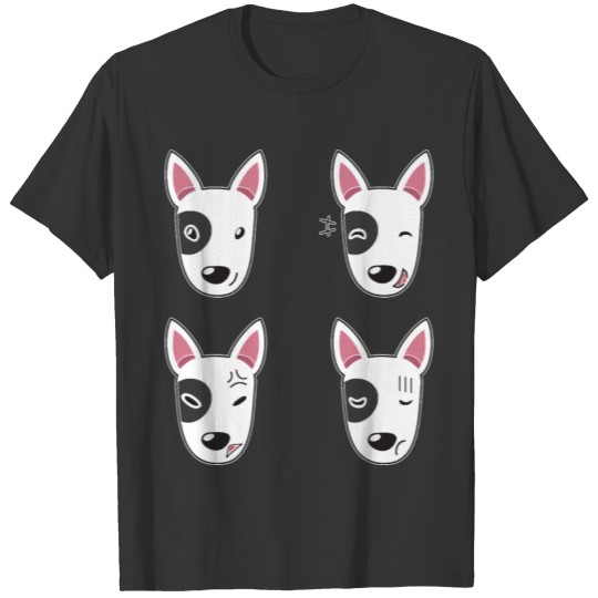 Funny Bull Terrier Dog Cartoon Faces T Shirts