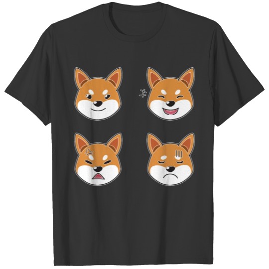 Funny Shiba Inu Dog Cartoon Faces T Shirts
