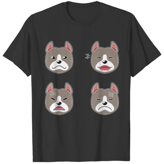 Funny Pitbull Terrier Dog Cartoon Faces T Shirts