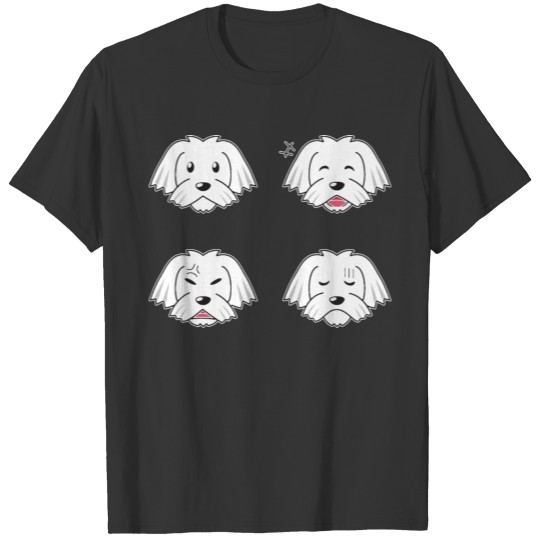 Funny Maltese Dog Cartoon Faces T Shirts