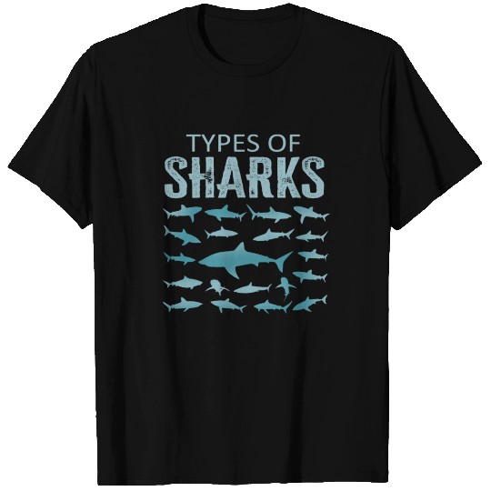 Types of Sharks Marine Biology Sea Creatures T Shirts
