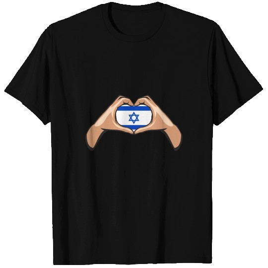 Israel Hand Heart Flag Heart T Shirts