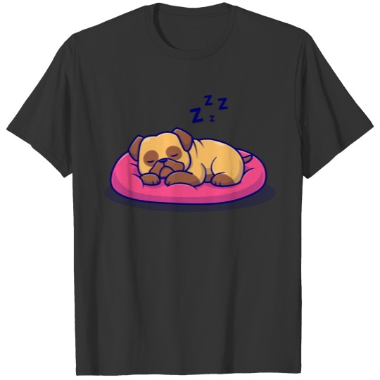 Cute Pug Dog Sleeping in Sweet Home T Shirts