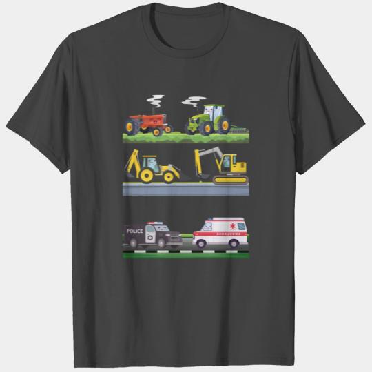 Happy Construction Agricultural Emergency Vehicles T Shirts