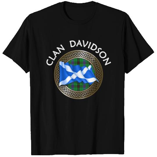 Clan Davidson Crest & Tartan Knot Flag T Shirts
