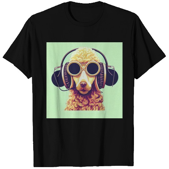 Poodle Standard Headphone musical watercolor T Shirts