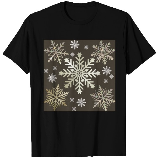 Beige Snowflakes Christmas Pattern T Shirts